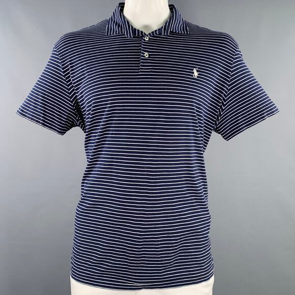 POLO by RALPH LAUREN Size XXL Navy White Stripe Pima Cotton Half Placket Polo - Picture 1 of 5